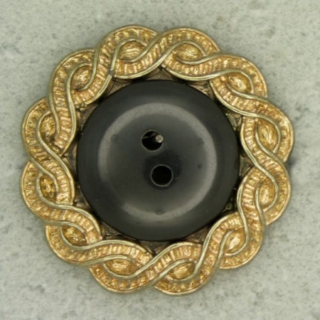 Ref000691 Botón Redondo en colores negro y  dorado 