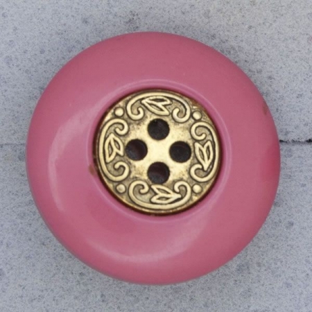 Ref000702 Botón Redondo en colores rosa y  dorado