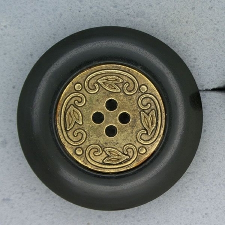 Ref000725 Botón Redondo en colores negro y  dorado