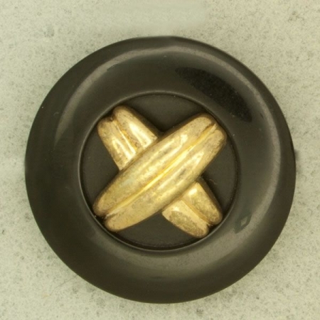 Ref000742 Botón Redondo en colores negro y  dorado