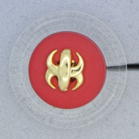 Ref000761 Botón Redondo en colores rojo y  dorado y  transparente