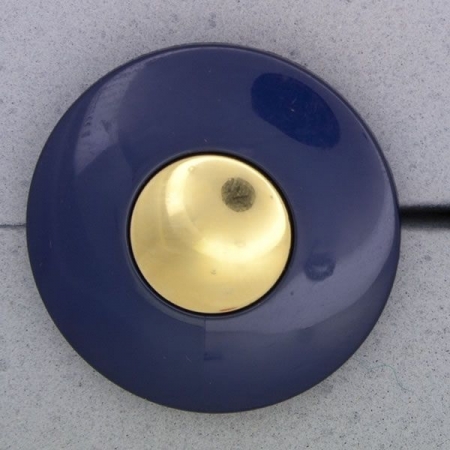 Ref000816 Botón Redondo en colores azul y  dorado