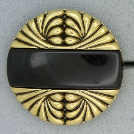 Ref000841 Botón Redondo en colores negro y  dorado
