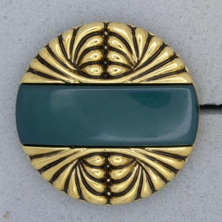 Ref000844 Botón Redondo en colores verde y  dorado