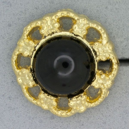 Ref000854 Botón Redondo en colores negro y  dorado
