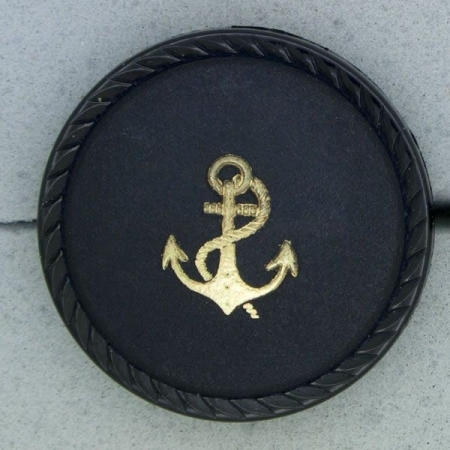 Ref000859 Botón Redondo en colores azul marino y  dorado