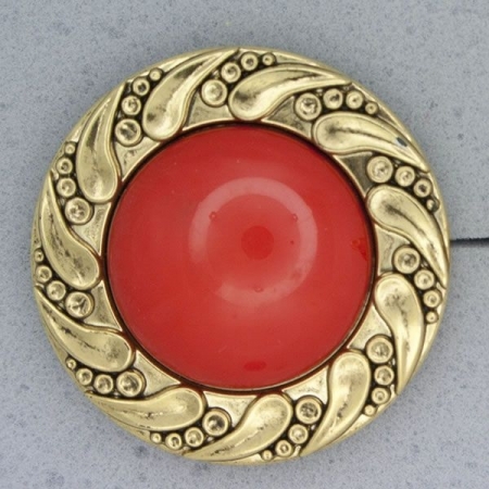 Ref000904 Botón Redondo en colores rojo y  dorado