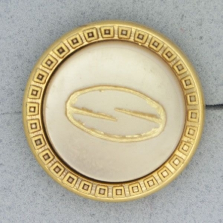 Ref000938 Botón Redondo en colores beige y  dorado