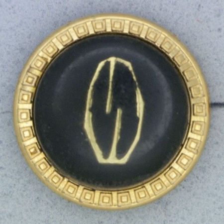 Ref000939 Botón Redondo en colores negro y  dorado
