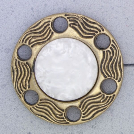 Ref000951 Botón Redondo en colores beige y  gris y  dorado