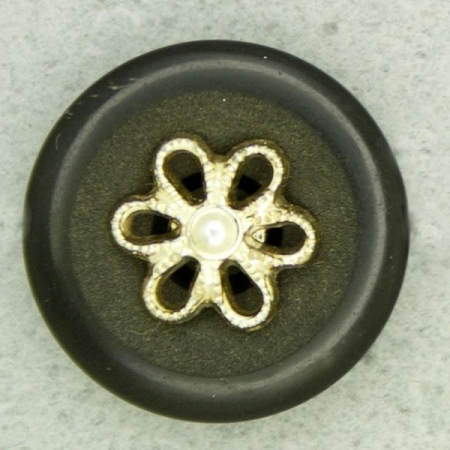 Ref000983 Botón Redondo en colores negro y  dorado