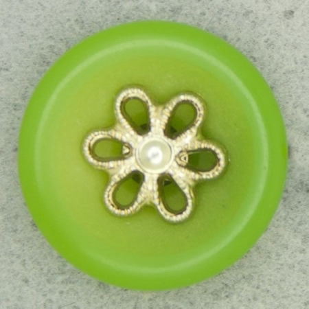 Ref000985 Botón Redondo en colores verde y  dorado