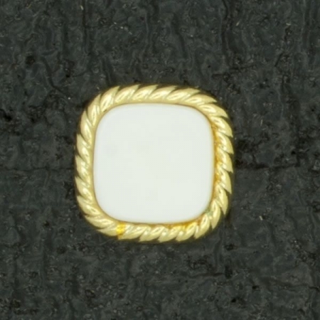 Ref001015 Botón Cuadrado en colores dorado y  blanco