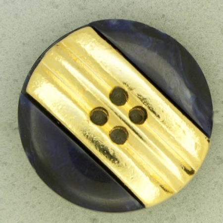 Ref001042 Botón Redondo en colores azul marino y  dorado