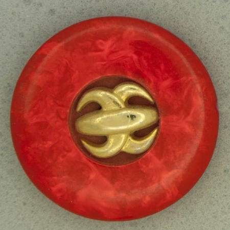 Ref001102 Botón Redondo en colores rojo y  dorado