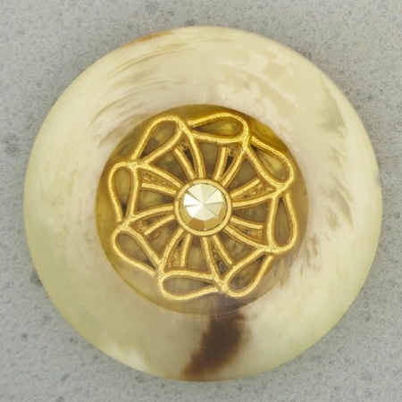 Ref001107 Botón Redondo en colores beige y  dorado