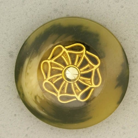 Ref001108 Botón Redondo en colores verde y  dorado