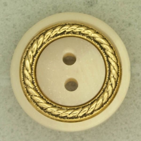 Ref001127 Botón Redondo en colores beige y  dorado