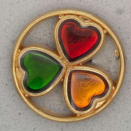 Ref001140 Botón Redondo en colores verde y  naranja y  rojo y  dorado