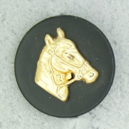 Ref001191 Botón Redondo en colores negro y  dorado