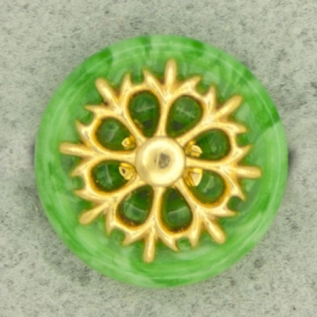 Ref001269 Botón Redondo en colores verde y dorado