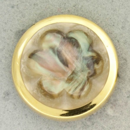 Ref001274 Botón Redondo en colores beig y marron y dorado