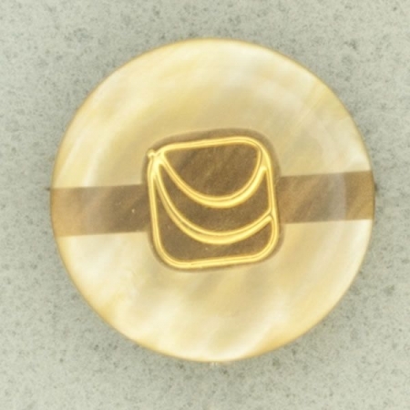 Ref001302 Botón Redondo en colores beige y verde y dorado