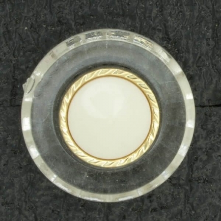 Ref001419 Botón Redondo en colores blanco y dorado y transparente