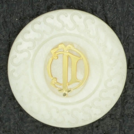 Ref001425 Botón Redondo en colores blanco y marfil y dorado