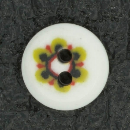 Ref001476 Botón Redondo en colores blanco y  verde y  negro y  rojo