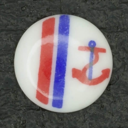 Ref001479 Botón Redondo en colores blanco y  azul y  rojo
