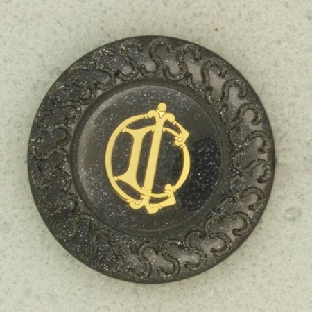 Ref001516 Botón Redondo en colores azul marino y  dorado