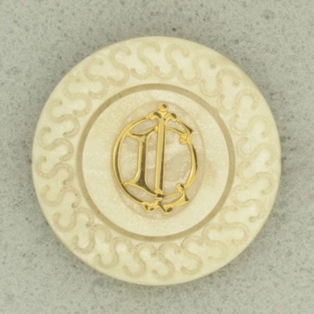 Ref001517 Botón Redondo en colores beige y  dorado