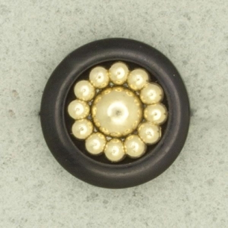 Ref001520 Botón Redondo en colores negro y  dorado