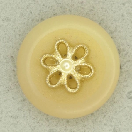 Ref001529 Botón Redondo en colores beige y  dorado