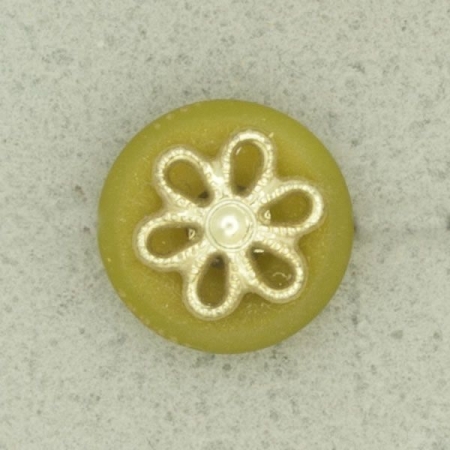 Ref001531 Botón Redondo en colores verde y  dorado