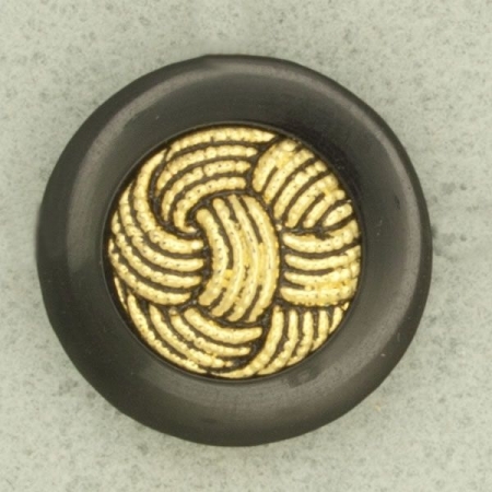 Ref001563 Botón Redondo en colores negro y  dorado