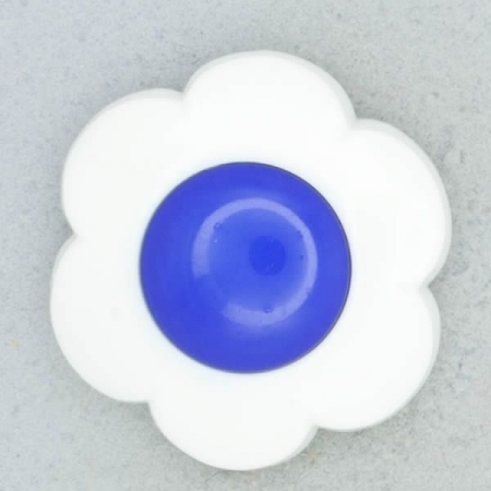Ref002114 Botón Redondo, Flor en colores azul y blanco