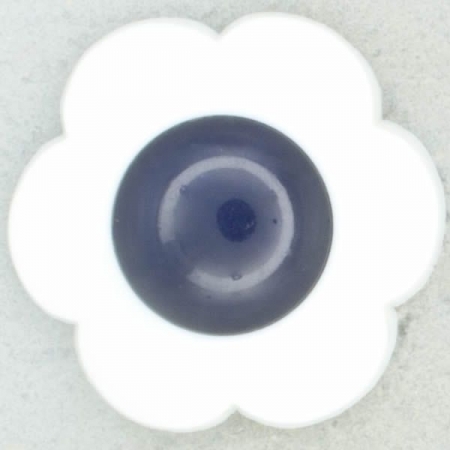 Ref002301 Botón Redondo, Flor en colores blanco y  azul marino