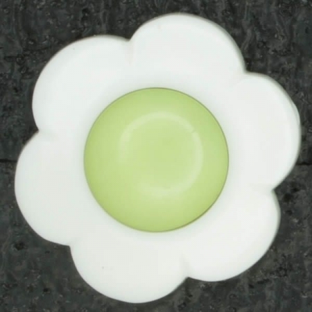 Ref002524 Botón redondo, flor en colores verde y blanco