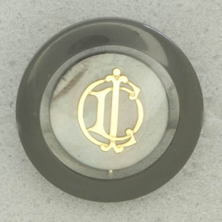 Ref002764 Botón Redondo en colores gris y  transparente y  dorado