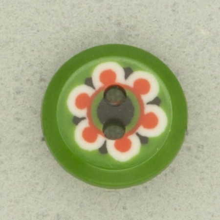 Ref003109 Botón Redondo en colores verde y blanco y rojo